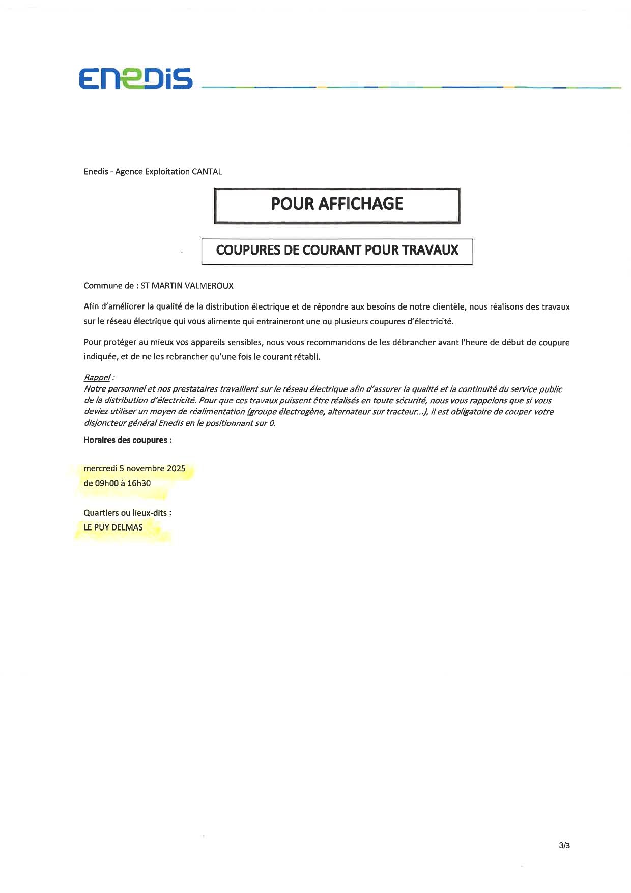 Coupures d'électricité